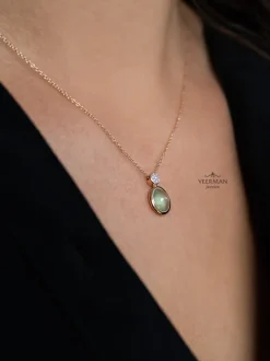 Al Coro Amici collier met prehniet en diamant NC392PRR