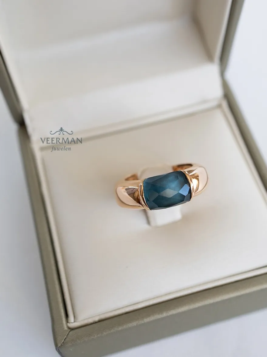 Al Coro La Piazza Ring met London Blue Topaas NRF758TLBR + Luxe Cadeau