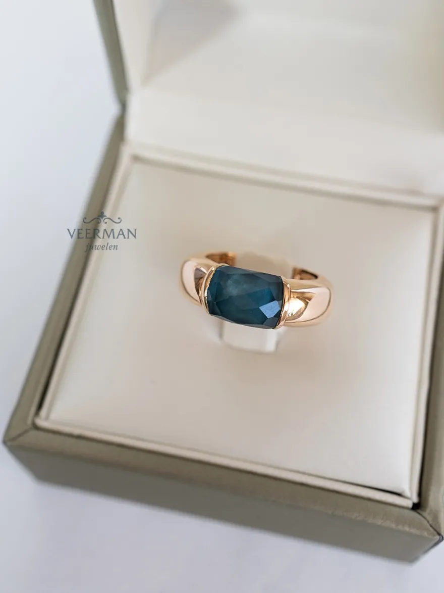 Al Coro La Piazza Ring met London Blue Topaas NRF758TLBR + Luxe Cadeau