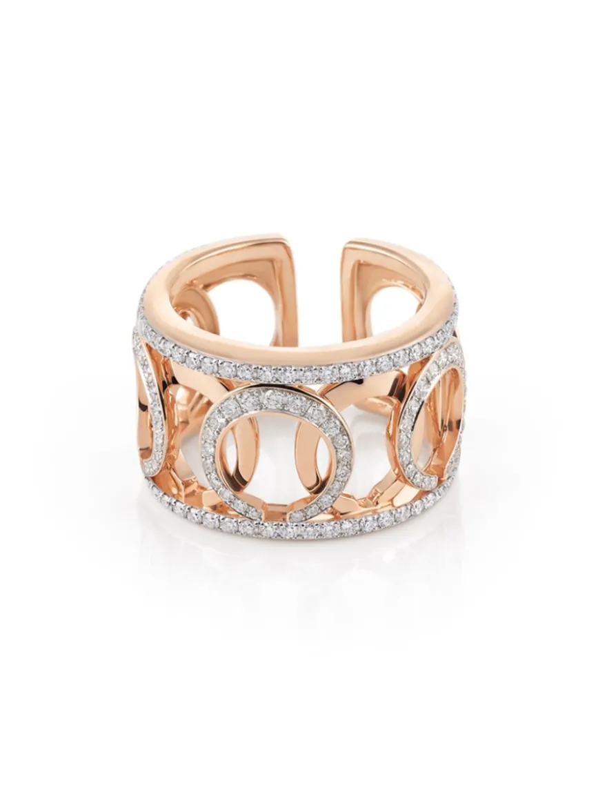 Al Coro Mezzaluna roségouden ring met briljant R7626WR