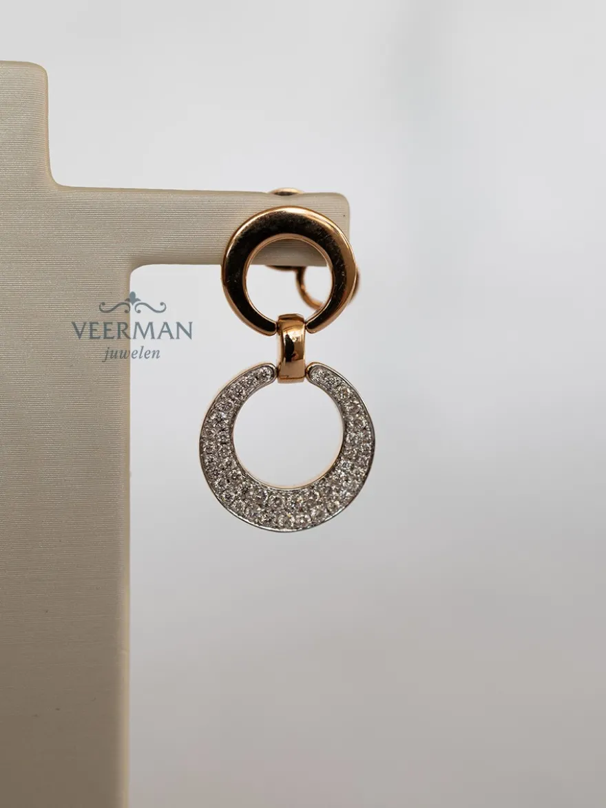 Al Coro Mezzaluna roségouden oorsieraad met briljant NE1501R + Luxe Cadeau