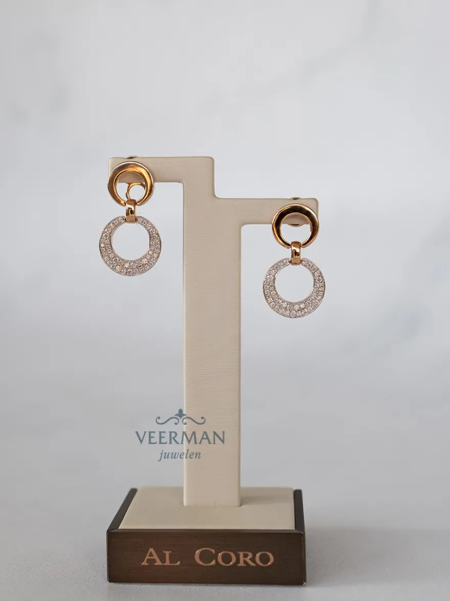 Al Coro Mezzaluna roségouden oorsieraad met briljant NE1501R + Luxe Cadeau