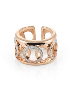 Al Coro Mezzaluna roségouden ring met briljant R7625WR