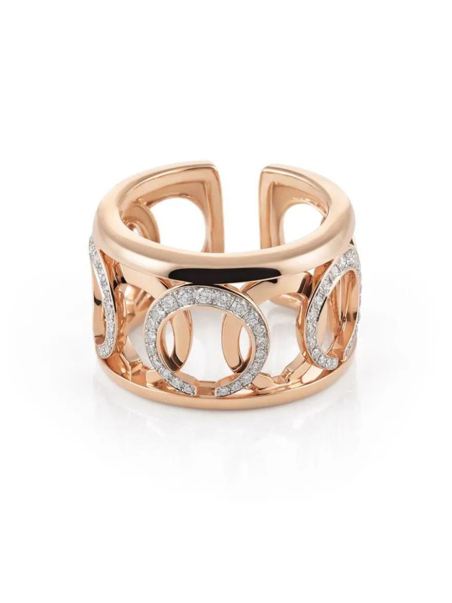 Al Coro Mezzaluna roségouden ring met briljant R7625WR