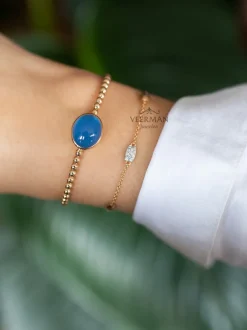 Al Coro Stretch armband met blauwe kwarts + Luxe Cadeau