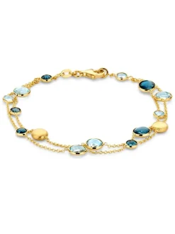 Armband geelgoud met topaas en london blue topaas + Luxe Cadeau