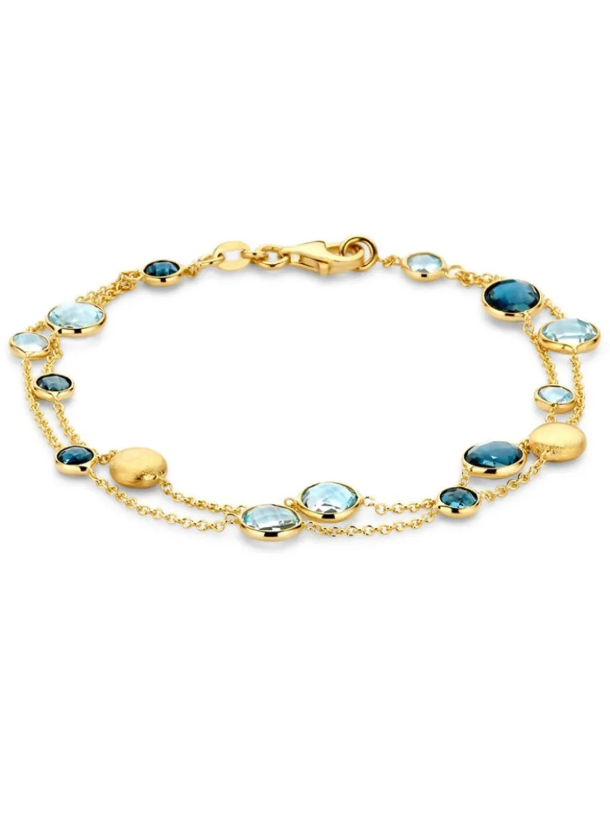Armband geelgoud met topaas en london blue topaas + Luxe Cadeau