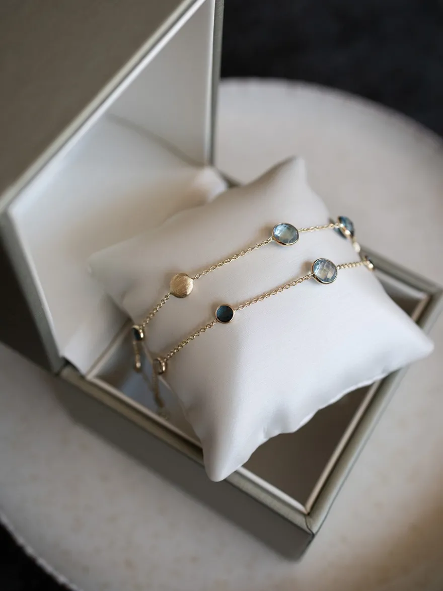 Armband geelgoud met topaas en london blue topaas + Luxe Cadeau