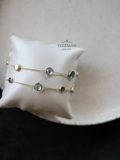 Armband geelgoud met topaas en london blue topaas + Luxe Cadeau