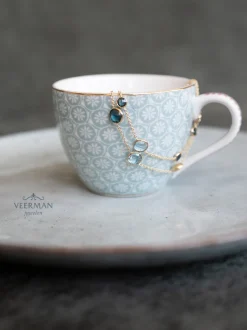 Armband geelgoud met topaas en london blue topaas + Luxe Cadeau