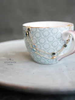 Armband geelgoud met topaas en london blue topaas + Luxe Cadeau