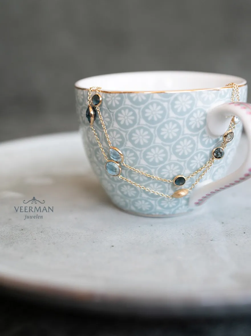 Armband geelgoud met topaas en london blue topaas + Luxe Cadeau