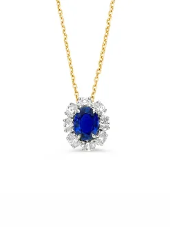 Bicolor collier met saffier en briljant 0,63crt + Luxe Cadeau