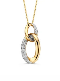 Bicolor collier met schakelhanger en diamant 0,39crt. + Luxe Cadeau