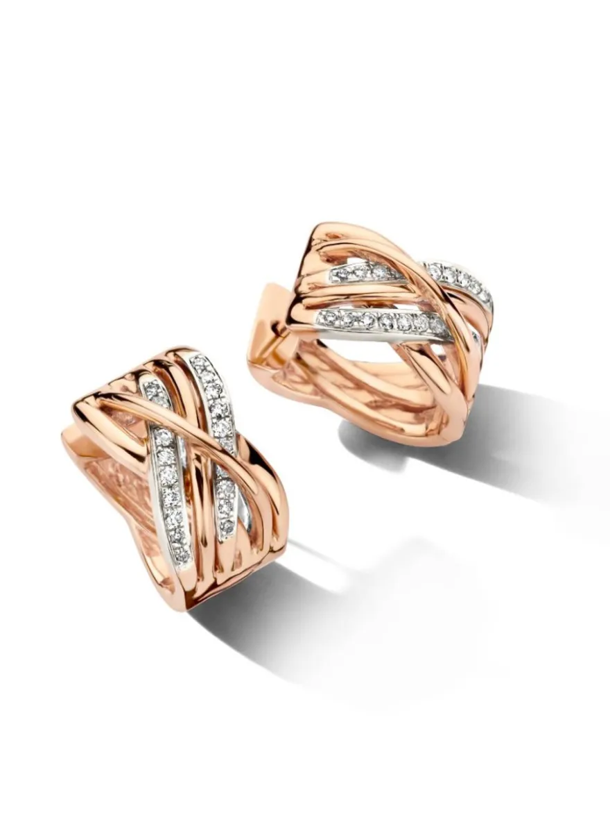 Bicolor creolen met diamant 0,22crt. + Luxe Cadeau