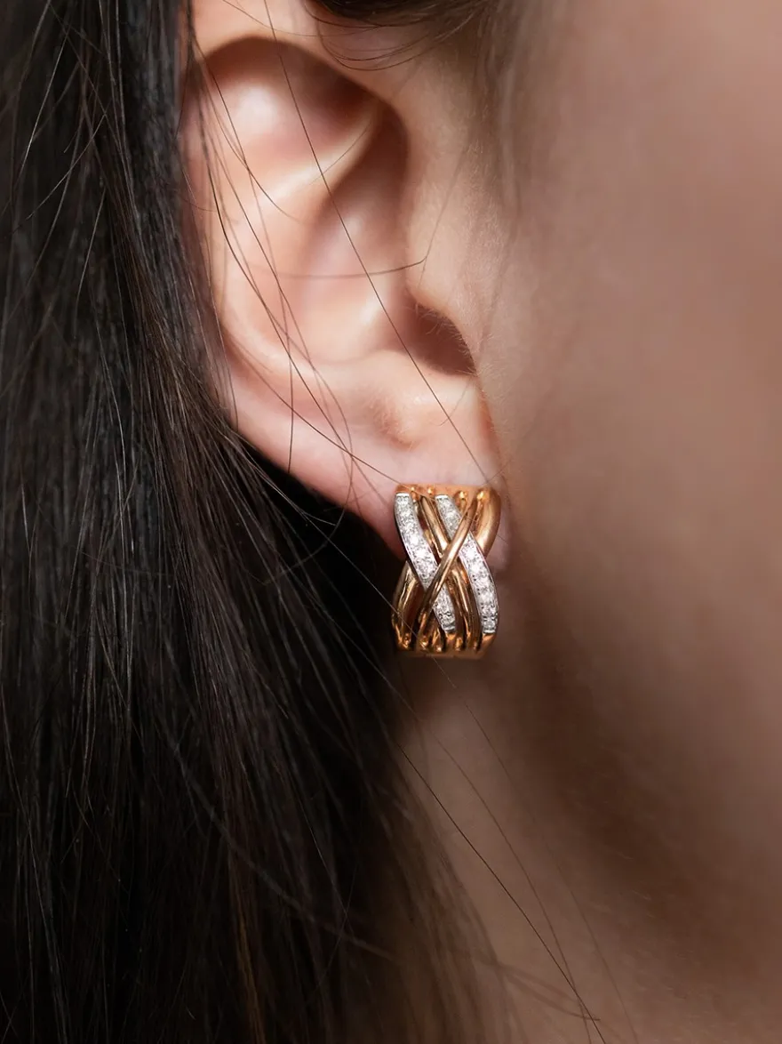 Bicolor creolen met diamant 0,22crt. + Luxe Cadeau
