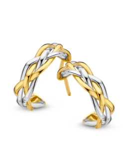 Bicolor creolen met vlechtpatroon 15mm + Luxe Cadeau