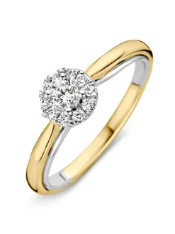 Bicolor entourage ring met diamant 0,33crt + Luxe Cadeau