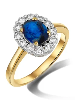 Bicolor entourage ring saffier en briljanten + Luxe cadeau