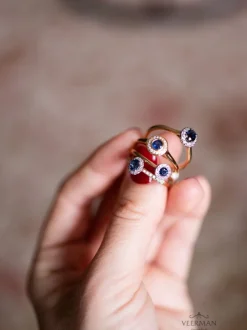 Bicolor entouragering met saffier en briljant + Luxe cadeau