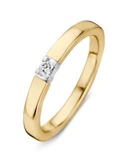 Bicolor gouden alliance ring 1 briljant | Met gratis cadeau
