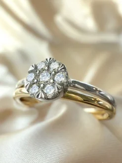 Bicolor Gouden Entourage Ring met Briljant 0,25crt. + Luxe Cadeau