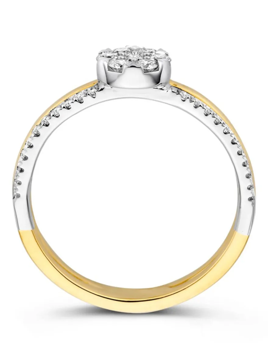 Bicolor gouden entourage ring met briljant 0,36crt. + Luxe Cadeau