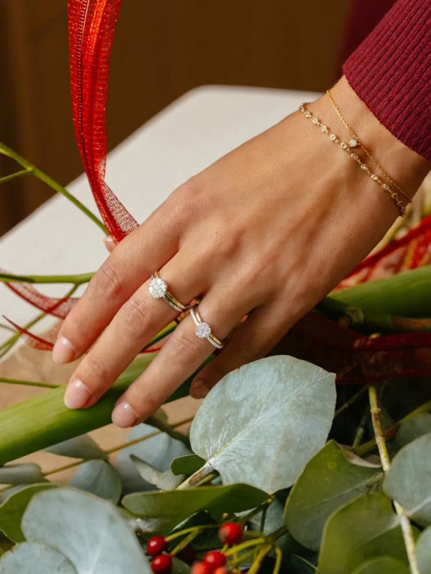 Bicolor gouden entourage ring met briljant 0,36crt. + Luxe Cadeau