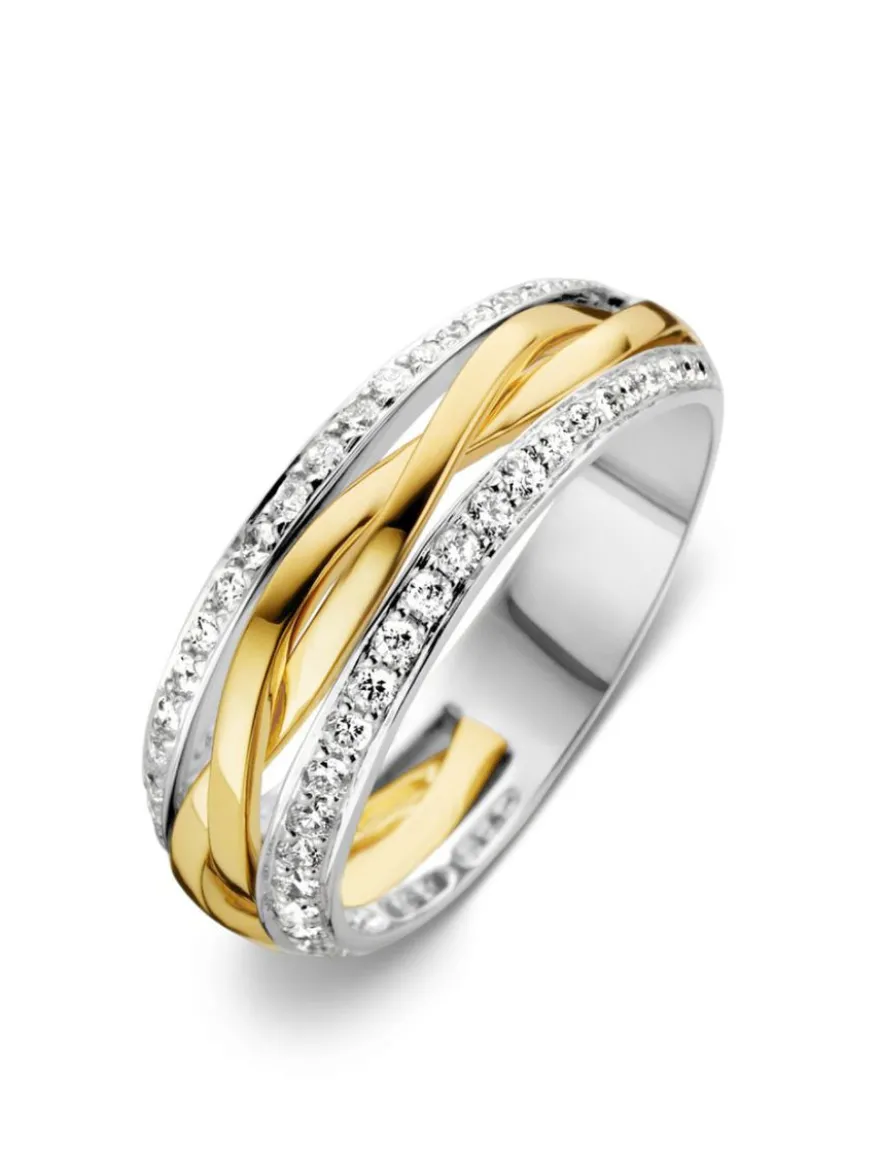 Bicolor gouden ring met briljant 0,47crt. + Luxe Cadeau