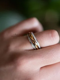Bicolor gouden ring met briljant 0,47crt. + Luxe Cadeau
