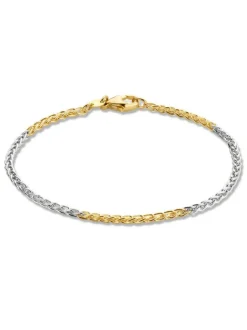 Bicolor gouden schakelarmband 19cm + Luxe Cadeau