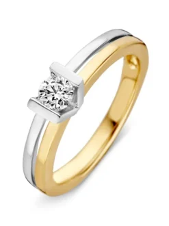Bicolor gouden solitair 0.30 crt. + Luxe cadeau