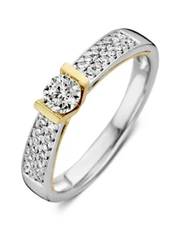 Bicolor gouden solitair briljant 0.52 crt. + Luxe cadeau