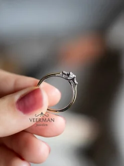 Bicolor ring met briljant 0,19crt. + Luxe Cadeau