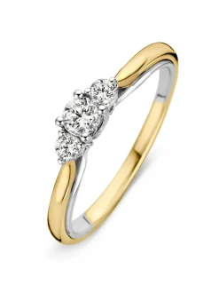 Bicolor ring met briljant 0.31crt + Luxe Cadeau