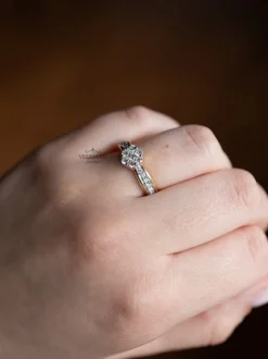 Bicolor ring met diamant rozet 0,60crt + Luxe cadeau