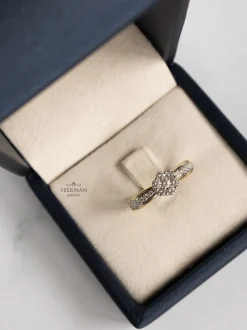 Bicolor ring met diamant rozet 0,60crt + Luxe cadeau