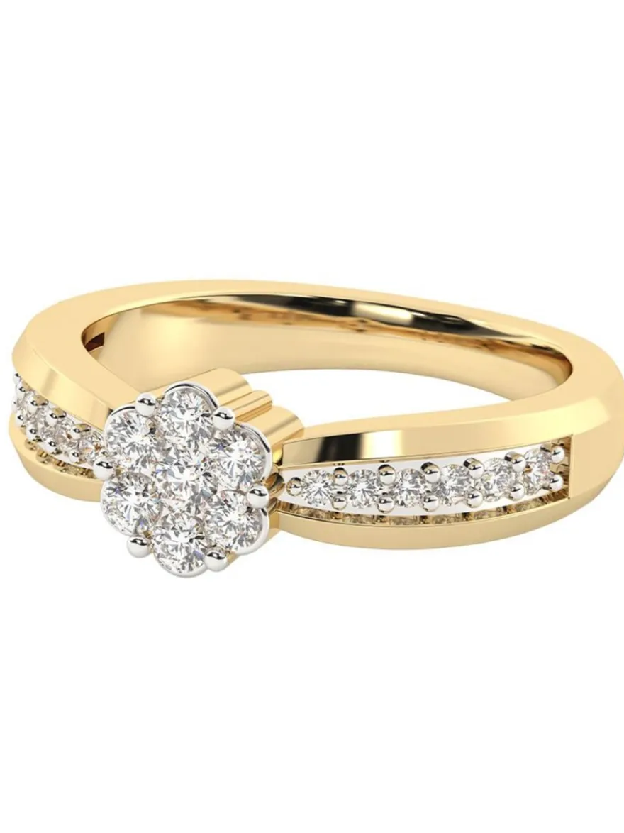 Bicolor ring met diamant rozet 0,60crt + Luxe cadeau