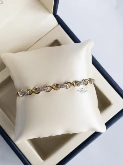 Bicolor schakelarmband met diamant 0,80crt + Luxe cadeau