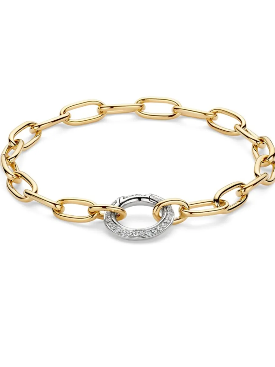 Bicolor schakelarmband met briljant 0,42 crt. + Luxe Cadeau