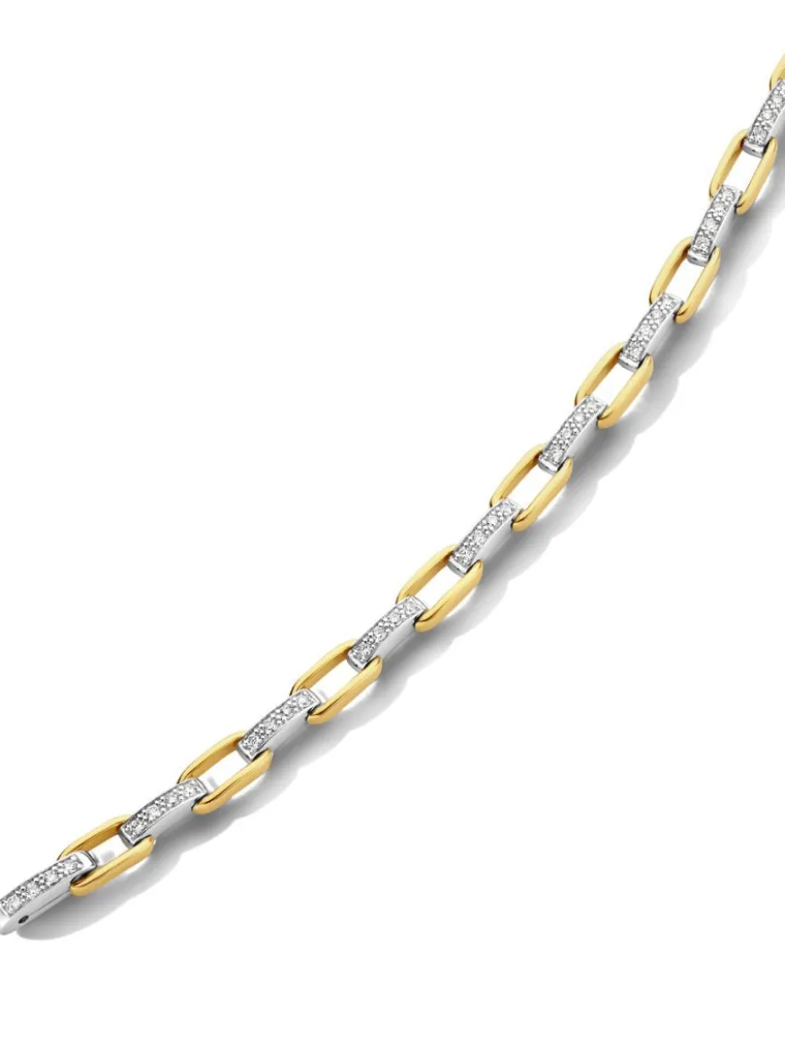 Bicolor schakelarmband met briljant 0,79crt. + Luxe Cadeau