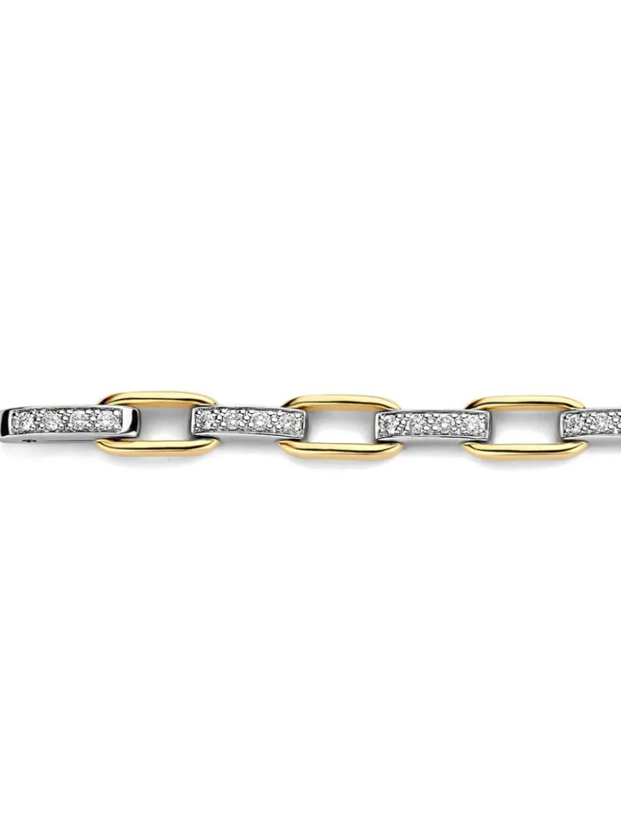 Bicolor schakelarmband met briljant 0,79crt. + Luxe Cadeau