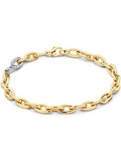 Bicolor schakelarmband met briljant 0,50 crt. + luxe cadeau