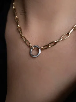 Bicolor schakelcollier met briljant 0,42 crt. + Luxe Cadeau