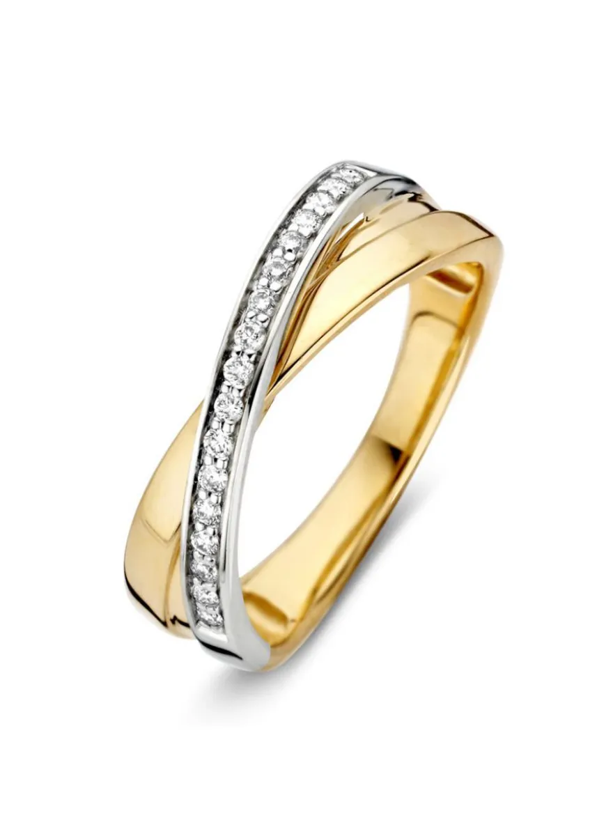 Bicolor slagring met briljant + luxe cadeau