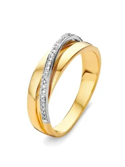 Bicolor slagring met briljant + luxe cadeau