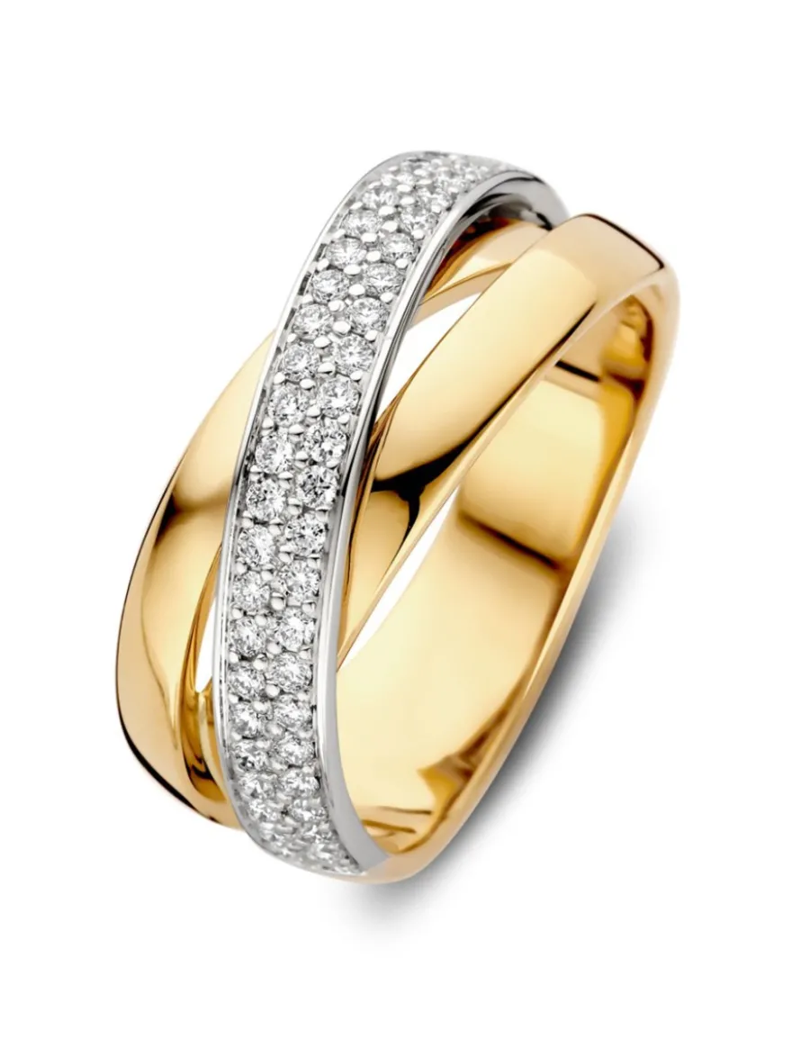 Bicolor slagring met diamant 0,37crt. + Luxe Cadeau