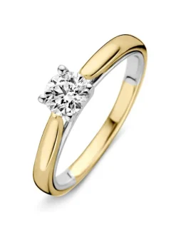 Bicolor solitair ring met briljant 0.40crt + Luxe Cadeau