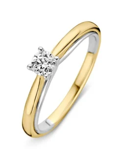 Bicolor solitair ring met briljant 0.31crt + Luxe Cadeau