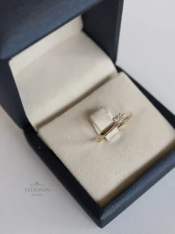 Bicolor solitair ring met briljant 0.31crt + Luxe Cadeau